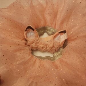 Peach Tulle Fox Tutu with Gold Accents And Fox Ears